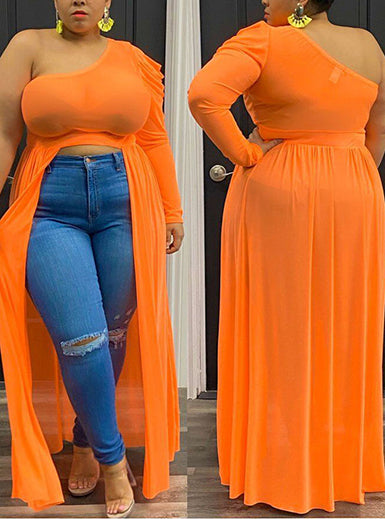 WMNS Off Shoulder Open Front Long Maxi